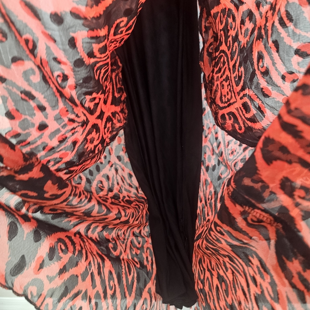 Nasty Gal Nwt Grand Entrance Red/Black Jacquard Ruffled Flowy V Neck Maxi Dress - Picture 13 of 17